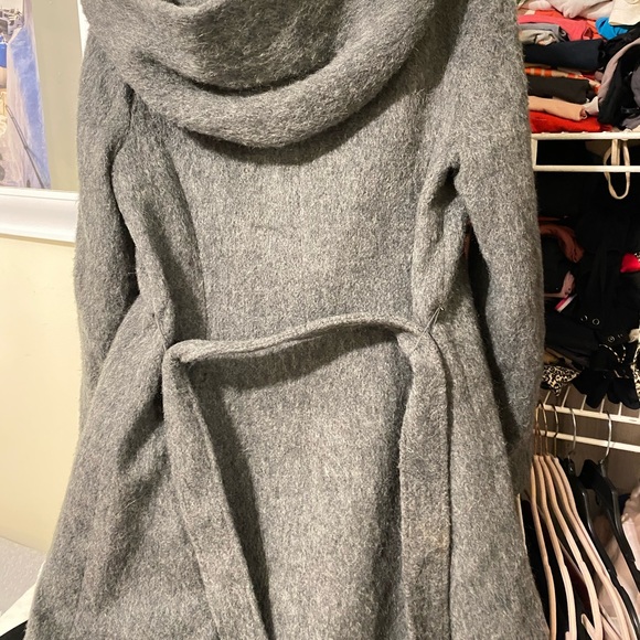 Gray Cole Haan Wool Belted Hooded Walker - Picture 2 of 7